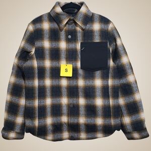 Pendleton Shirt Jacket Plaid Wool Blend Heavyweight Men Small Charcoal Camel NWT